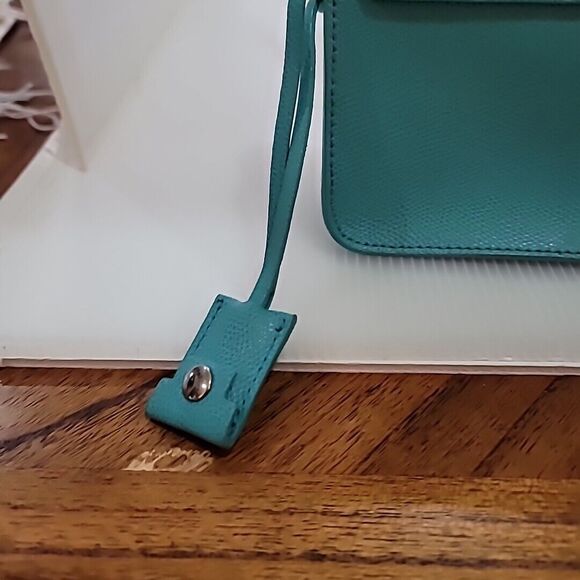 Furla Metropolis Mini Crossbody Pebbled Leather W/Chain Aqua Excellent Used Cond - Picture 8 of 16